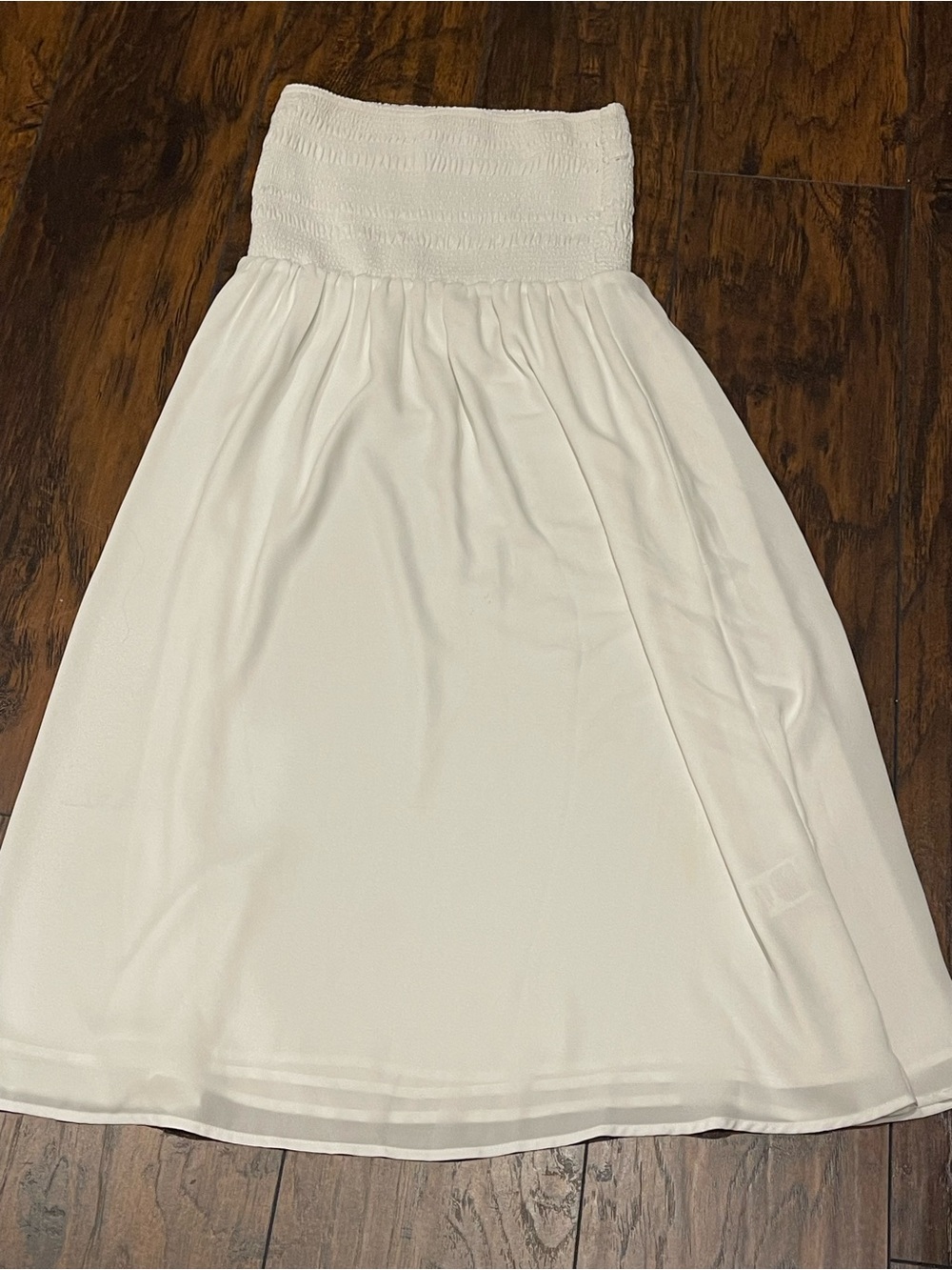 Babaton White Strapless Smocked Maxi dress